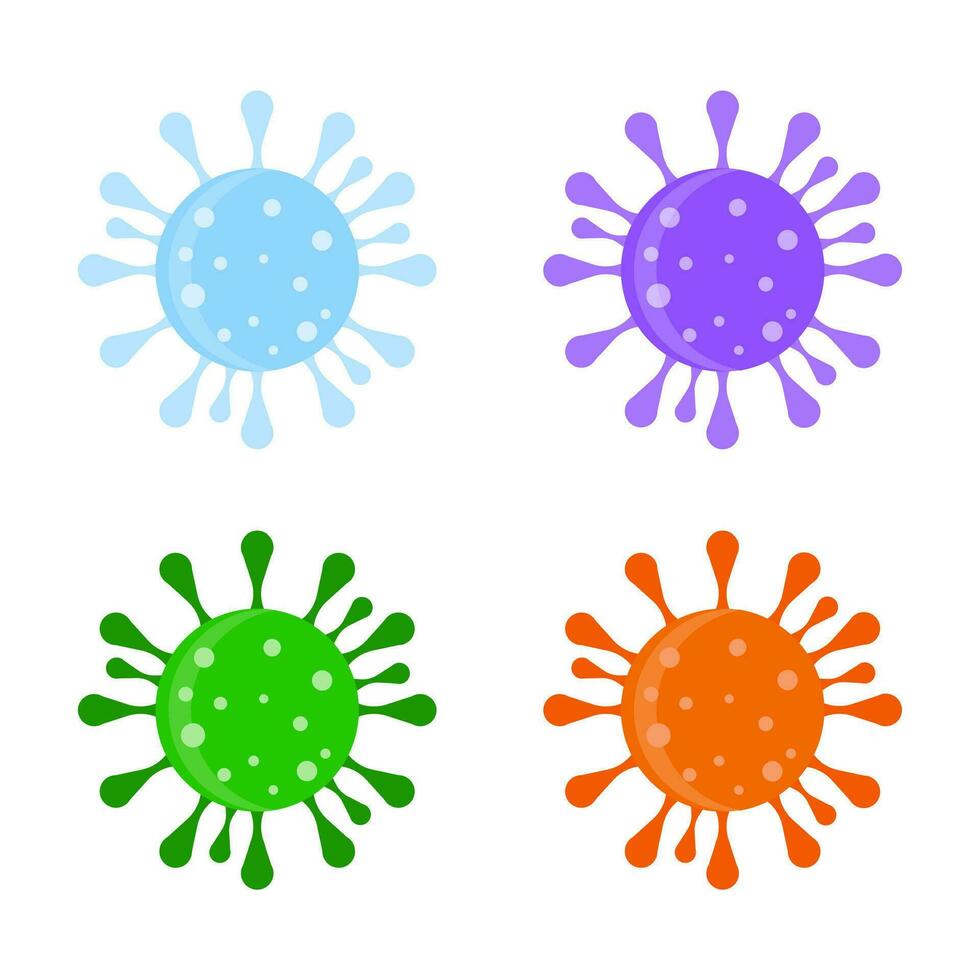Colored virus microbe collection. Biohazard corona-virus, chemical microorganism and bacteria illustration vector