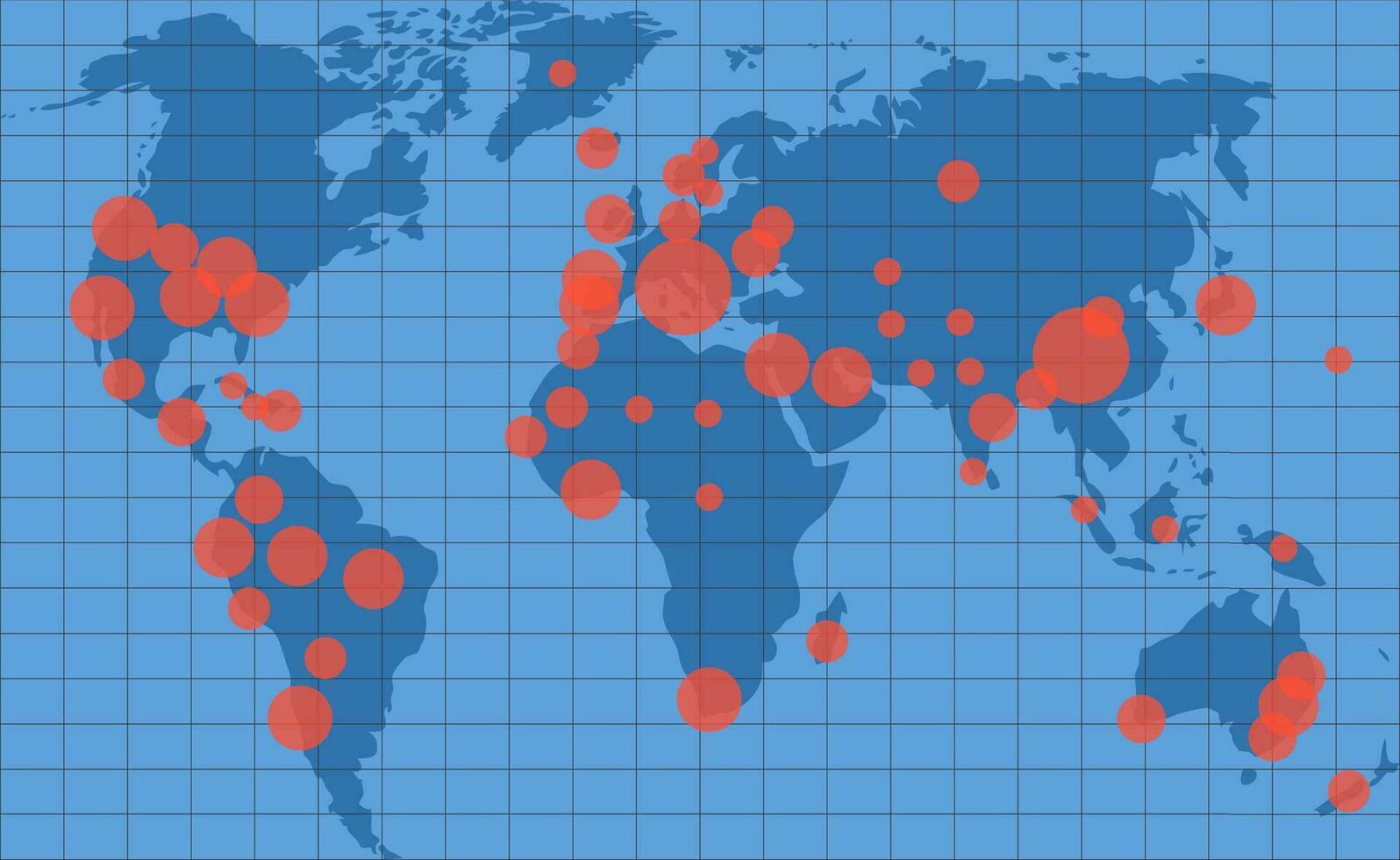 Pandemic Development Map with red dots. Coronavirus danger pandemic, medicine infection infographic spread. Vector illustration