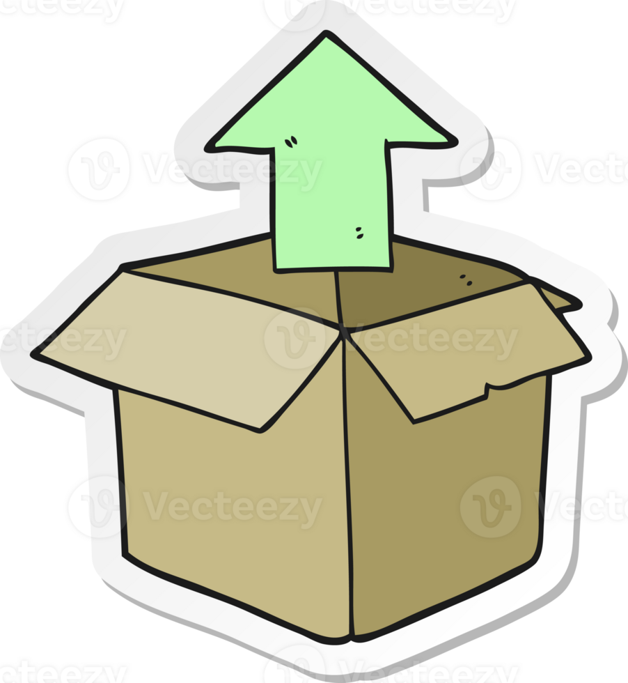 sticker of a cartoon unpacking a box png