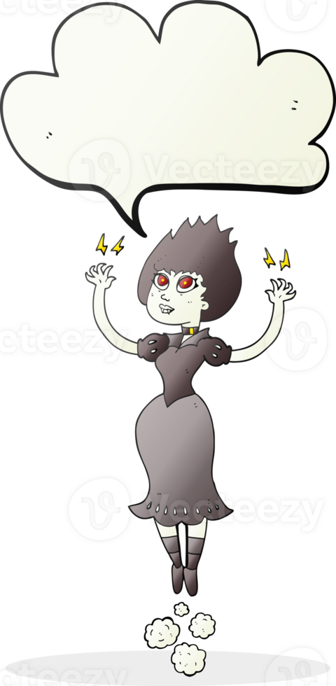 freehand drawn speech bubble cartoon vampire girl flying png