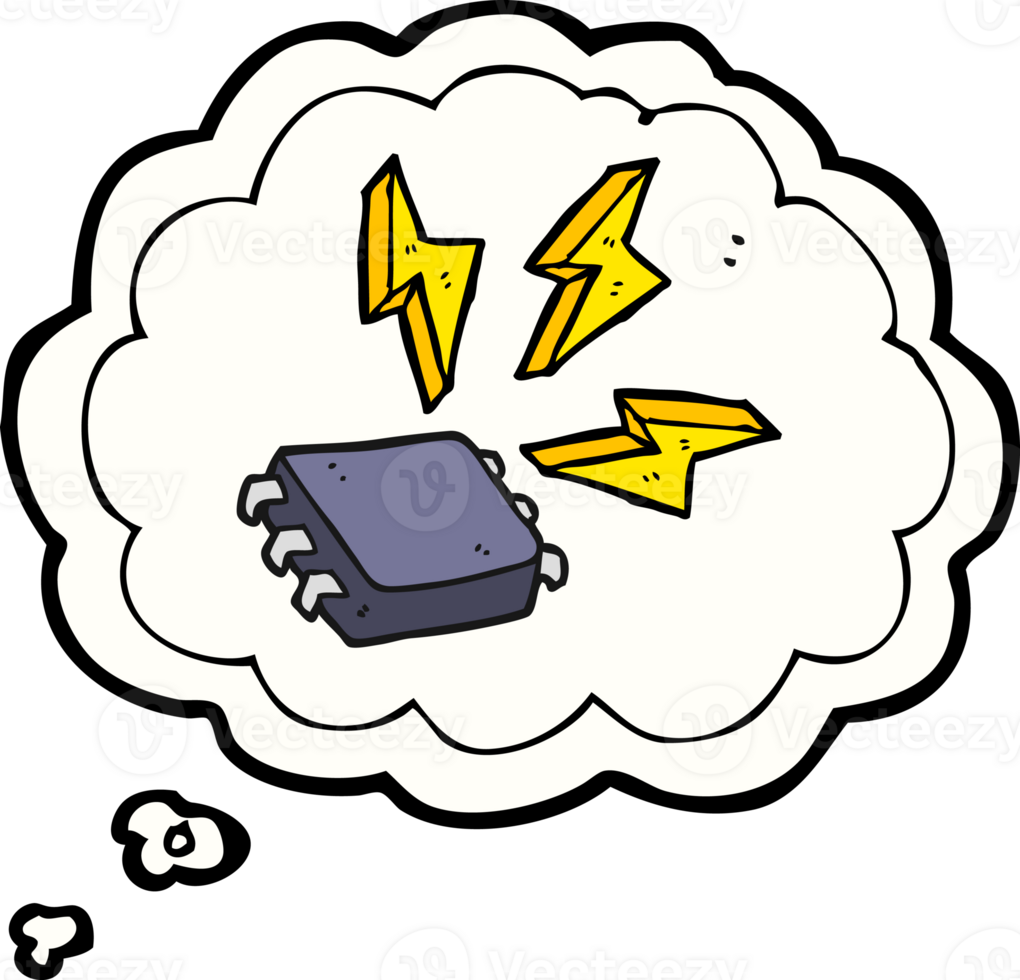 freehand drawn thought bubble cartoon computer chip png