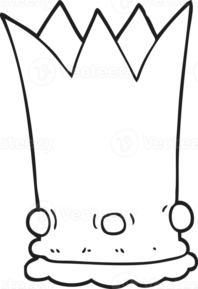 freehand drawn black and white cartoon crown png