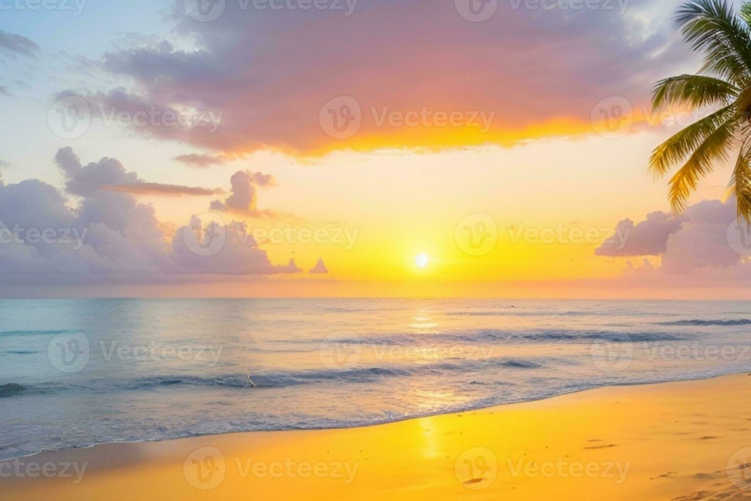 AI generated sea over sunrise or sunset photo