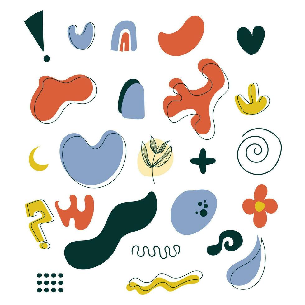 Set of abstract hand drawn doodle shapes. Colorful Vector element shapes. Vector illustration