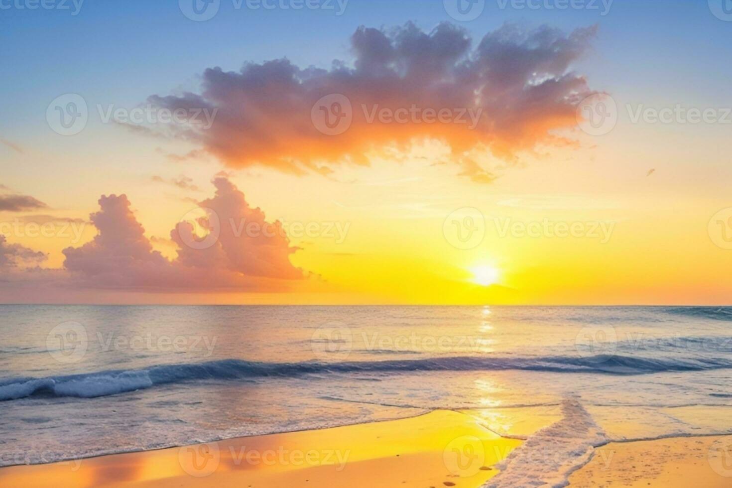 AI generated sea over sunrise or sunset photo