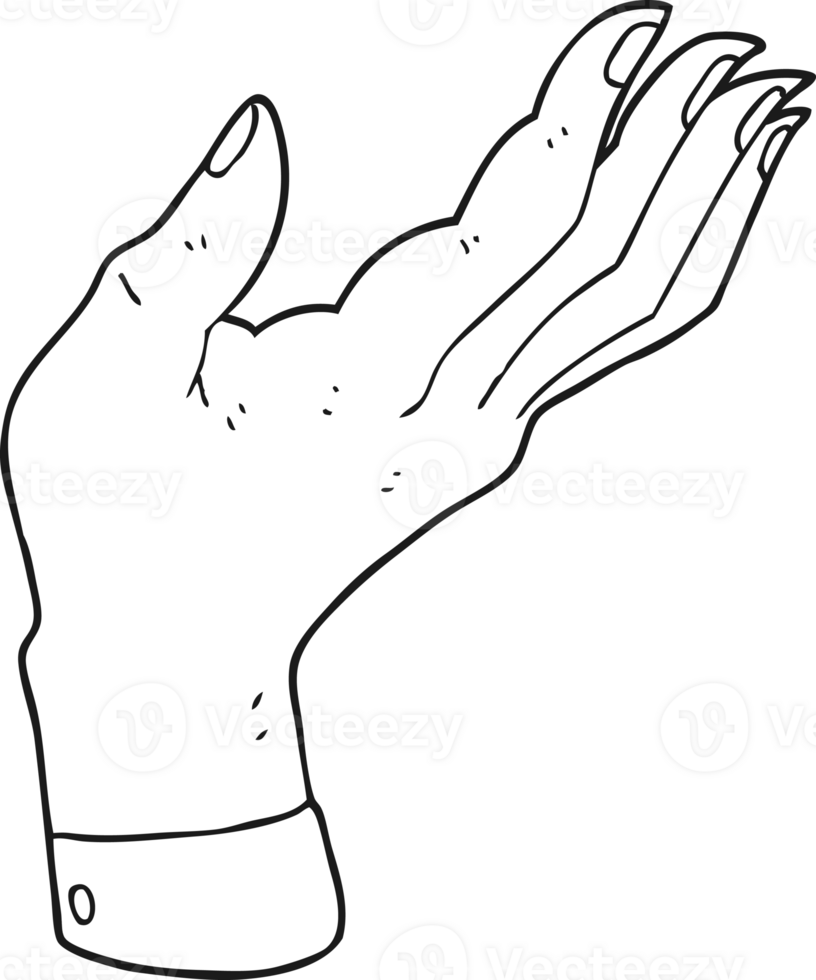 black and white cartoon open hand raised palm up png