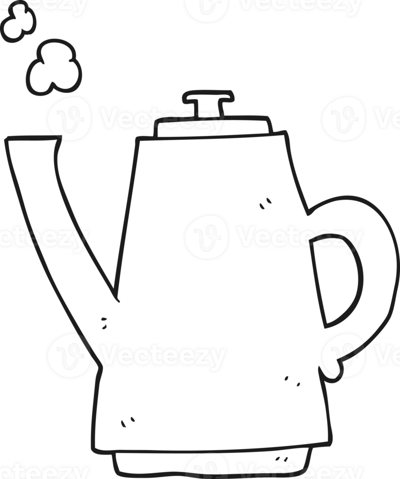 black and white cartoon coffee kettle png