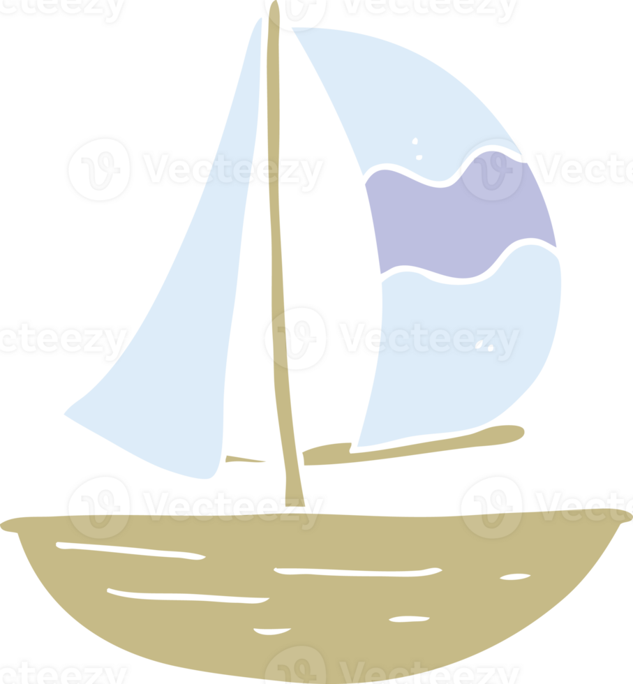 flache farbillustration eines karikatursegelschiffs png