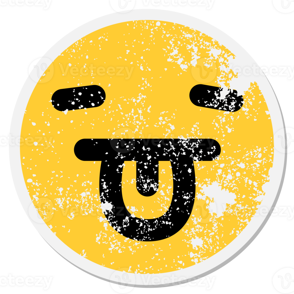 tired face sticking out tongue circular sticker png