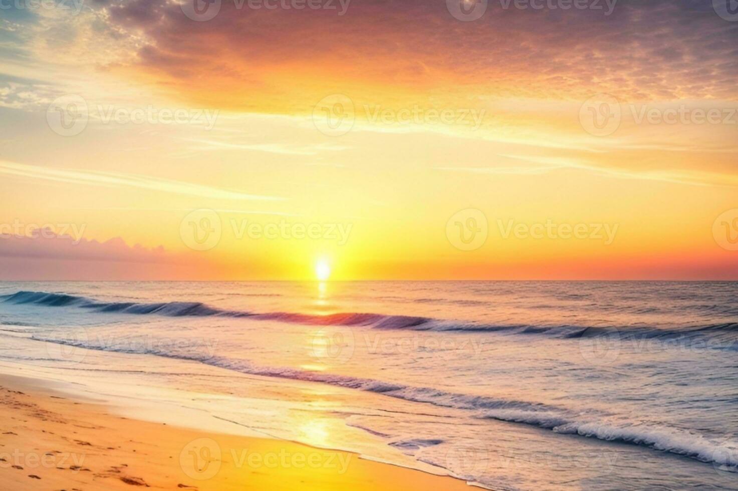 AI generated sea over sunrise or sunset photo