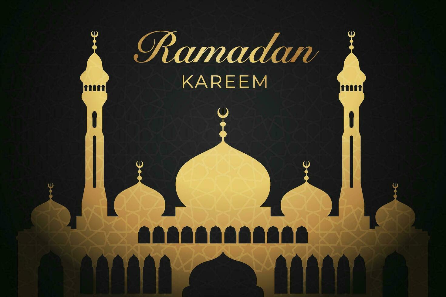 ramadan kareem greeting card with golden mosque vector illustration