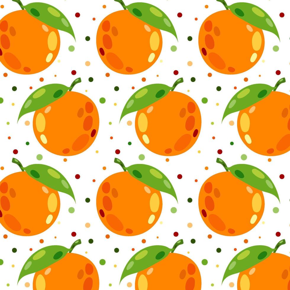 Seamless pattern with oranges. Vector illustration of an orange in flat style. Pattern with citrus fruits for your design.