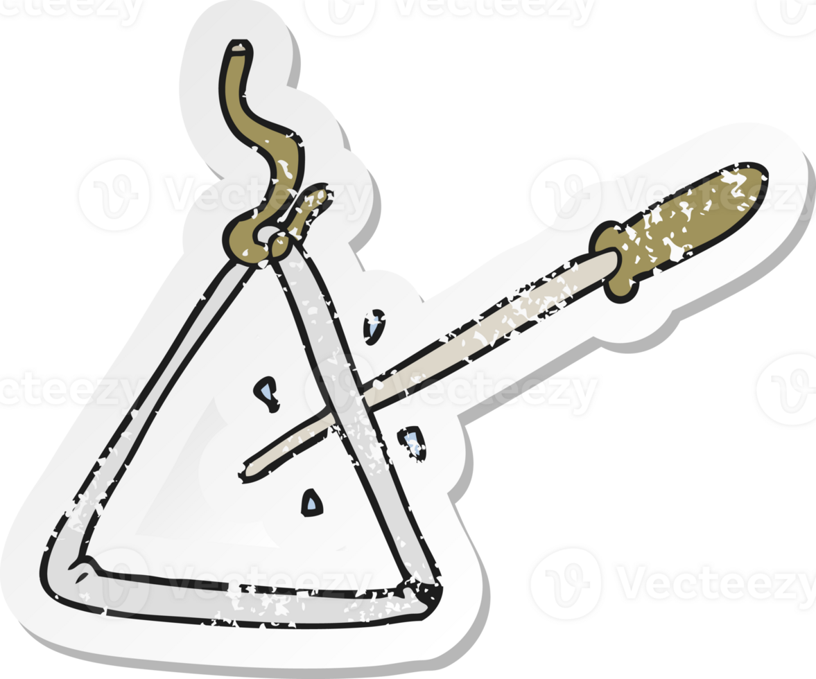 retro distressed sticker of a cartoon triangle png