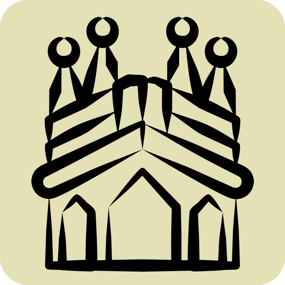 Icon Sagrada Familia. related to Spain symbol. hand drawn style. simple design editable. simple illustration vector