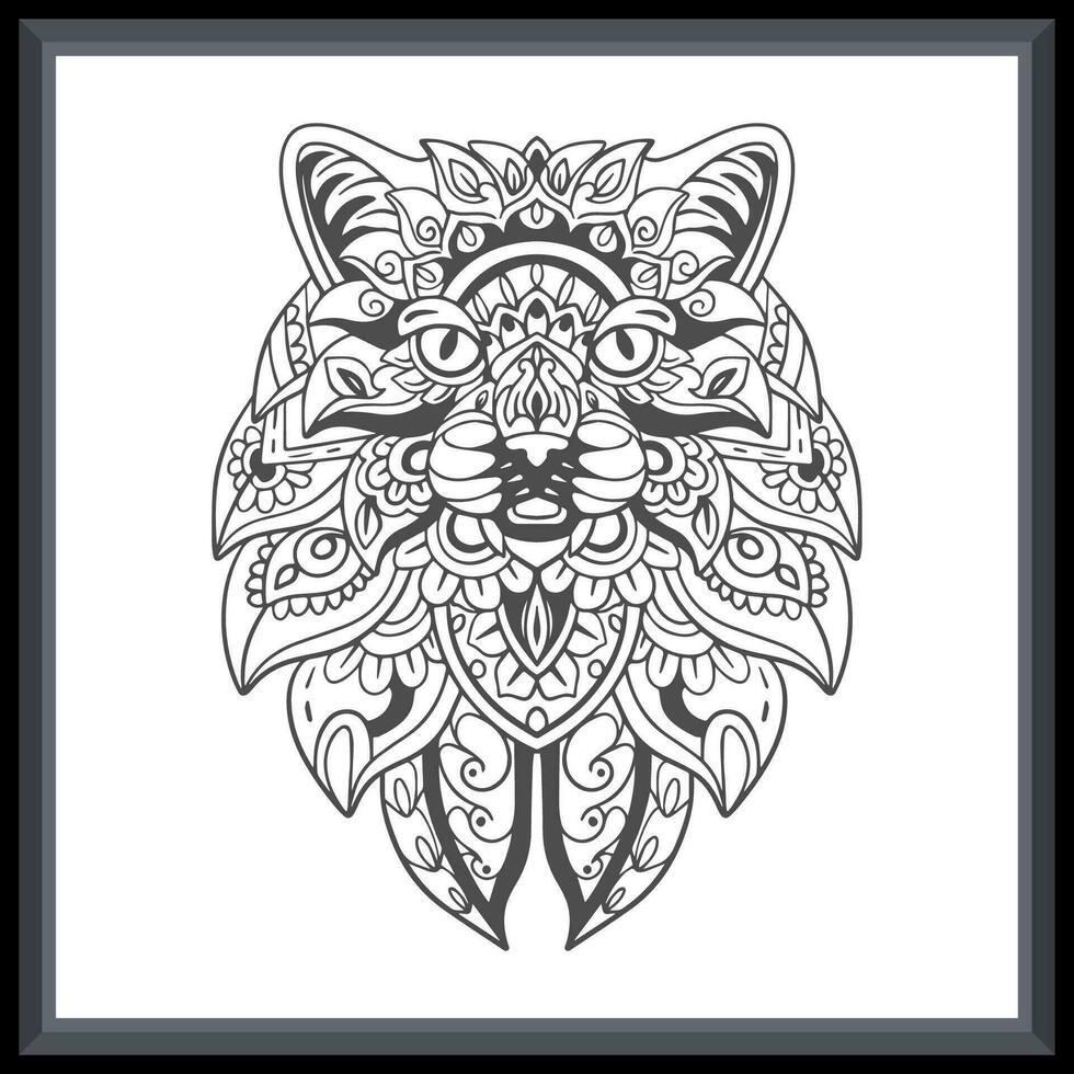 gato cabeza mandala letras aislado en blanco antecedentes. vector