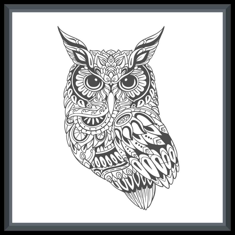 Owl bird mandala arts isolated on white background. vector