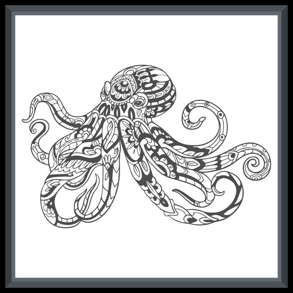 kraken pulpo mandala letras aislado en blanco antecedentes. vector