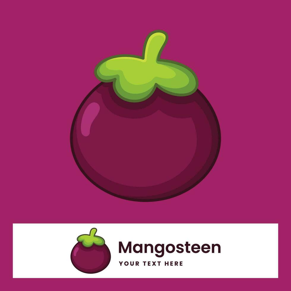 Fresh mangosteen fruit cartoon vector illustration
