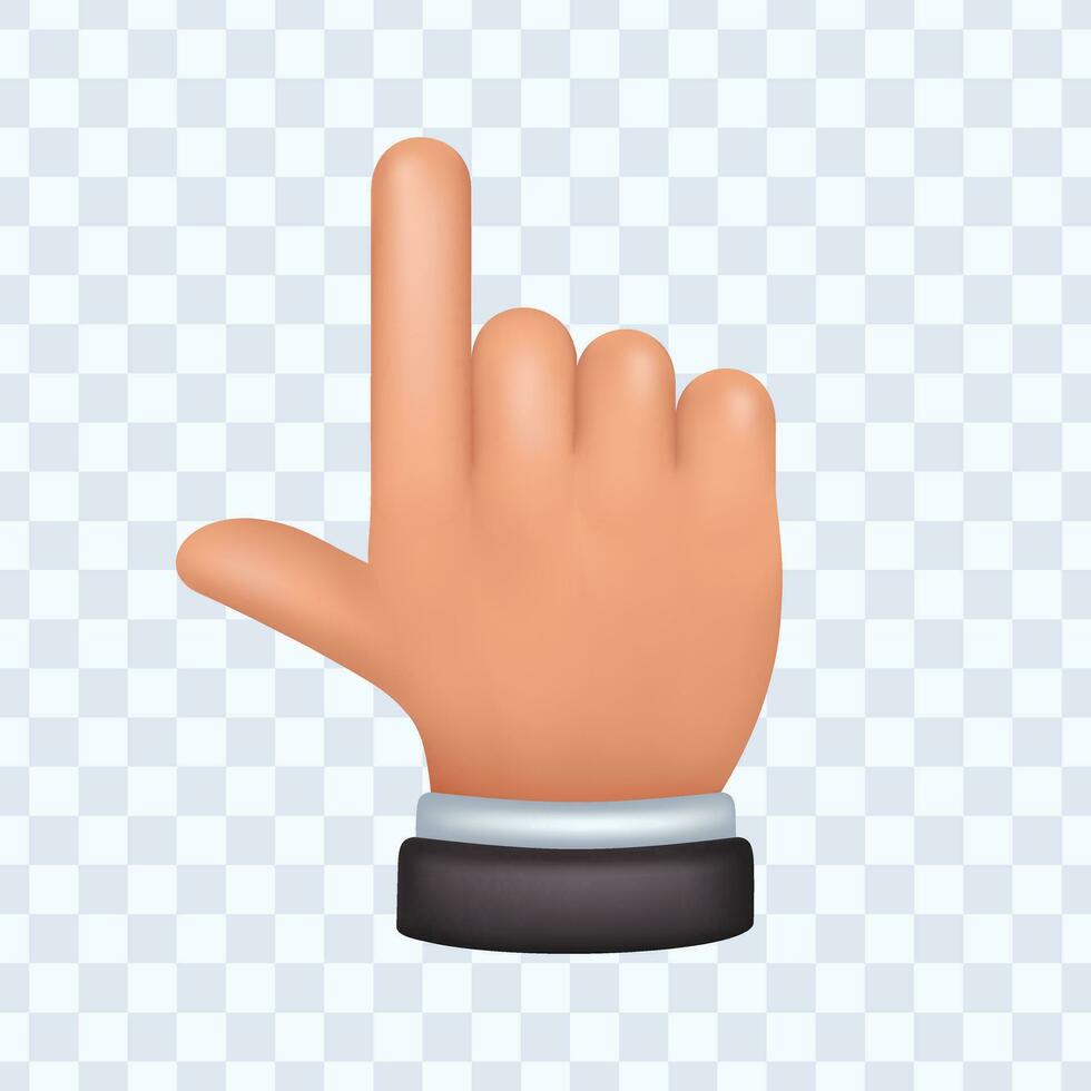 Hand with index and thumb gesture. 3d hand vector