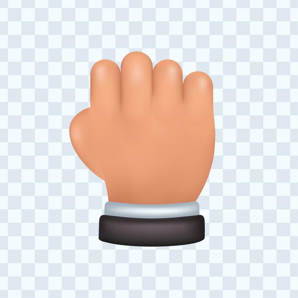 Hand with clenched fist gesture energetic gesture 3d. hand vector