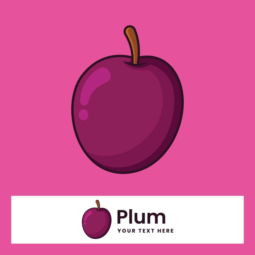 Fresh plum fruit cartoon vector illustration