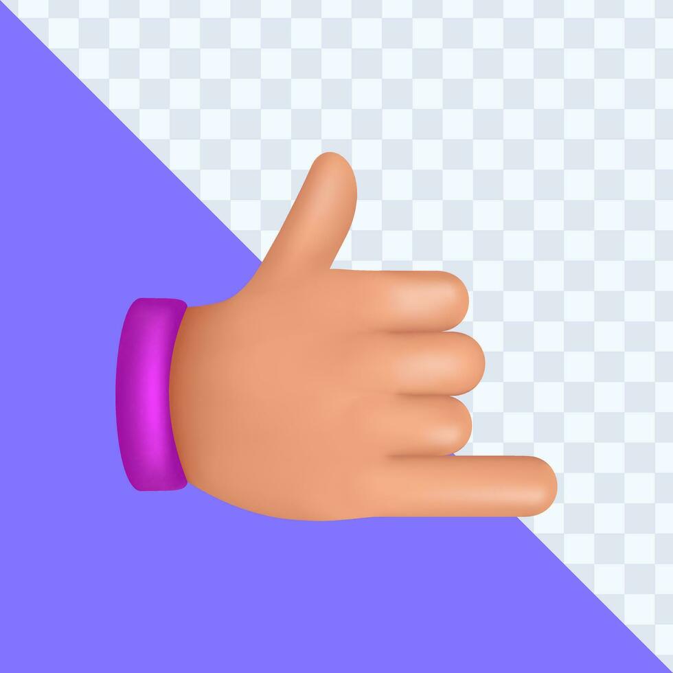 Hand with pinky and thumb gesture. 3d hand vector