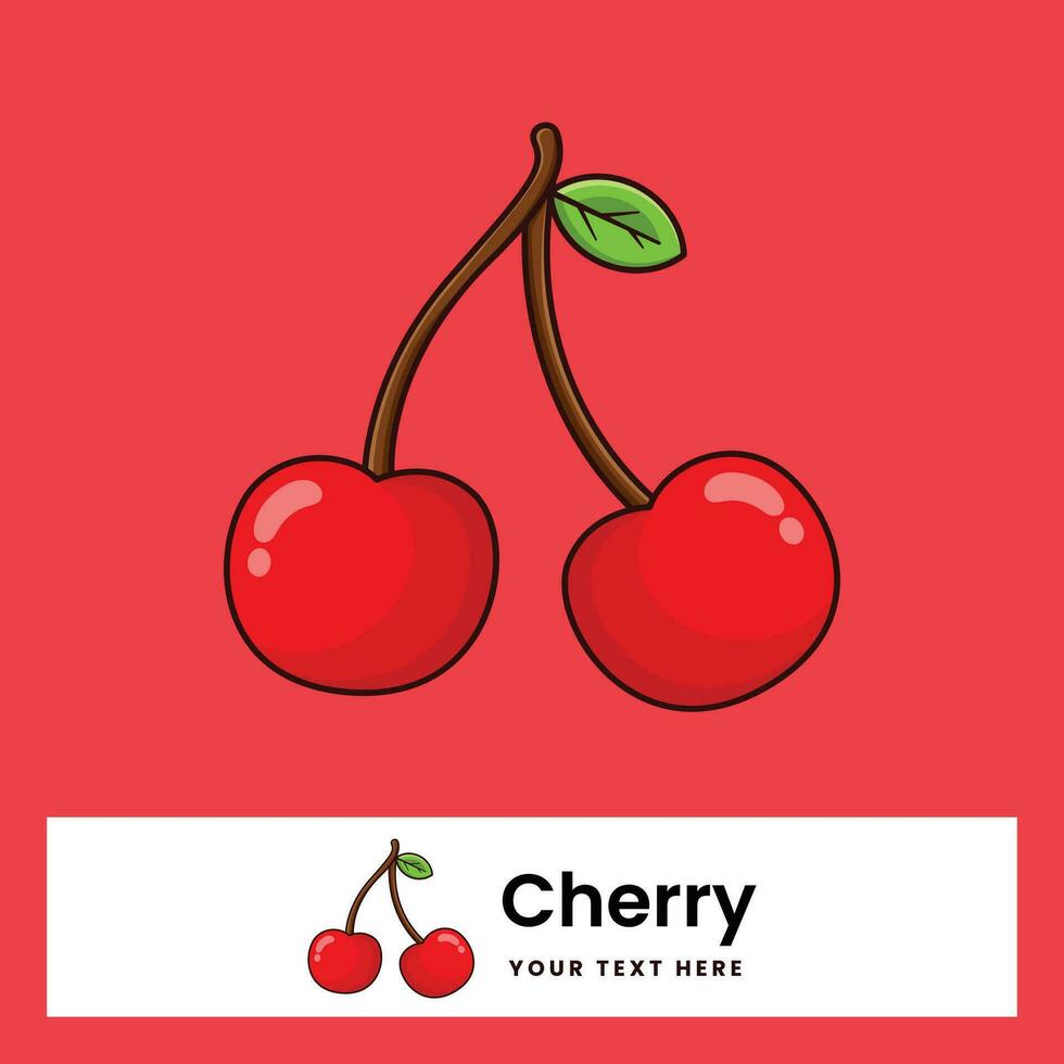 Fresh cherry fruit cartoon vector illustration