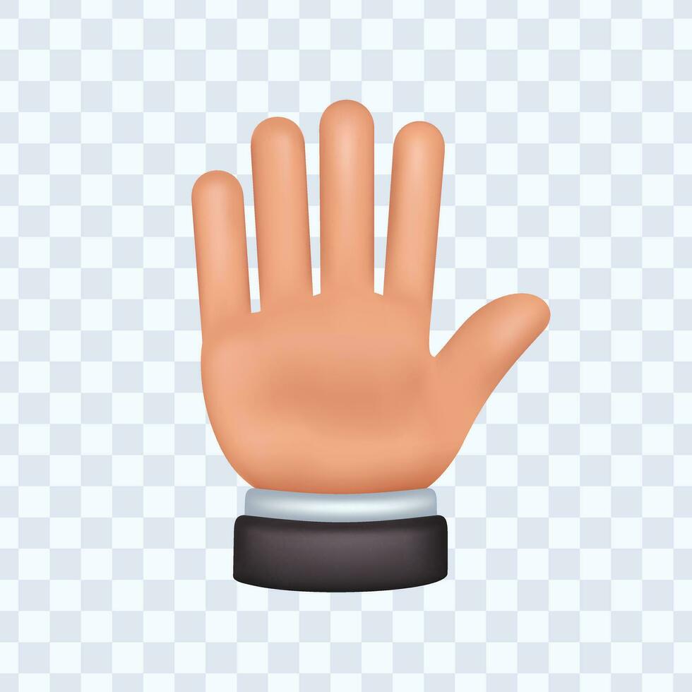 Hand with waving gesture. 3d hand vector