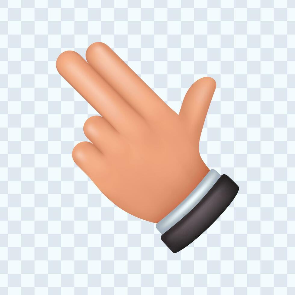 Hand with movement of index finger middle finger and thumb shooting motion. 3d hand vector