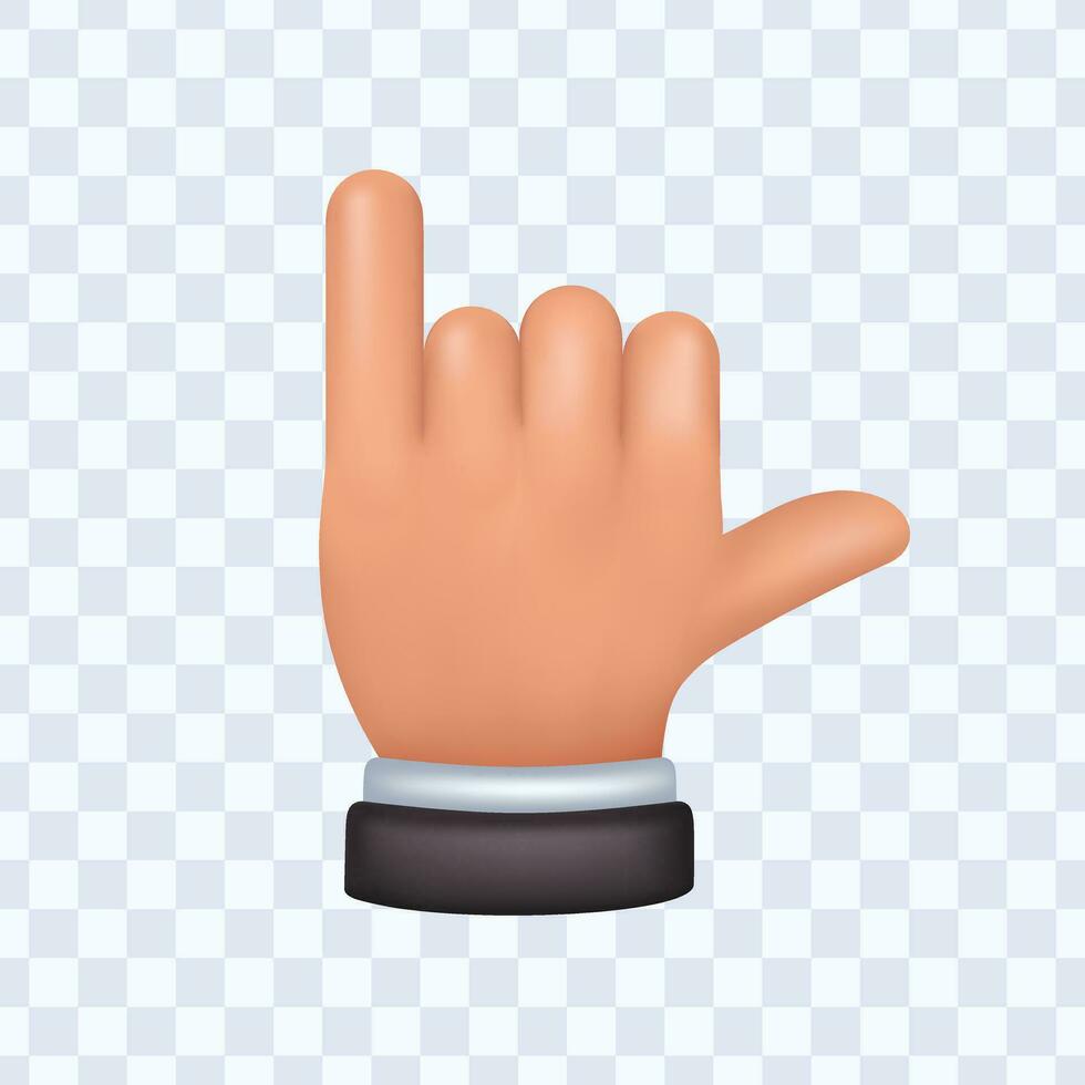 Hand with pinky and thumbs up gesture. 3d hand vector
