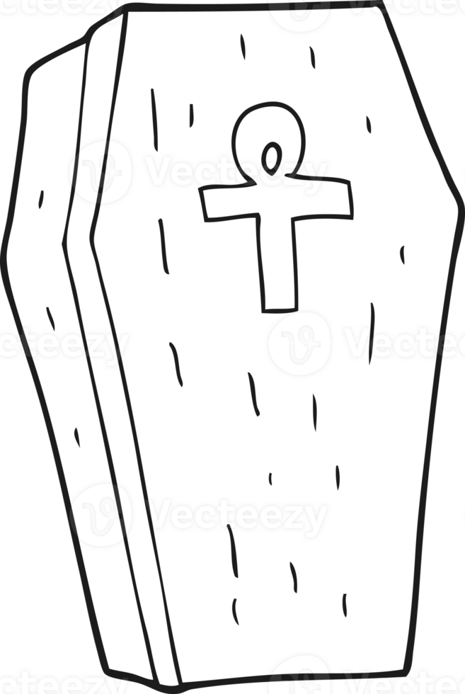 black and white cartoon spooky coffin png