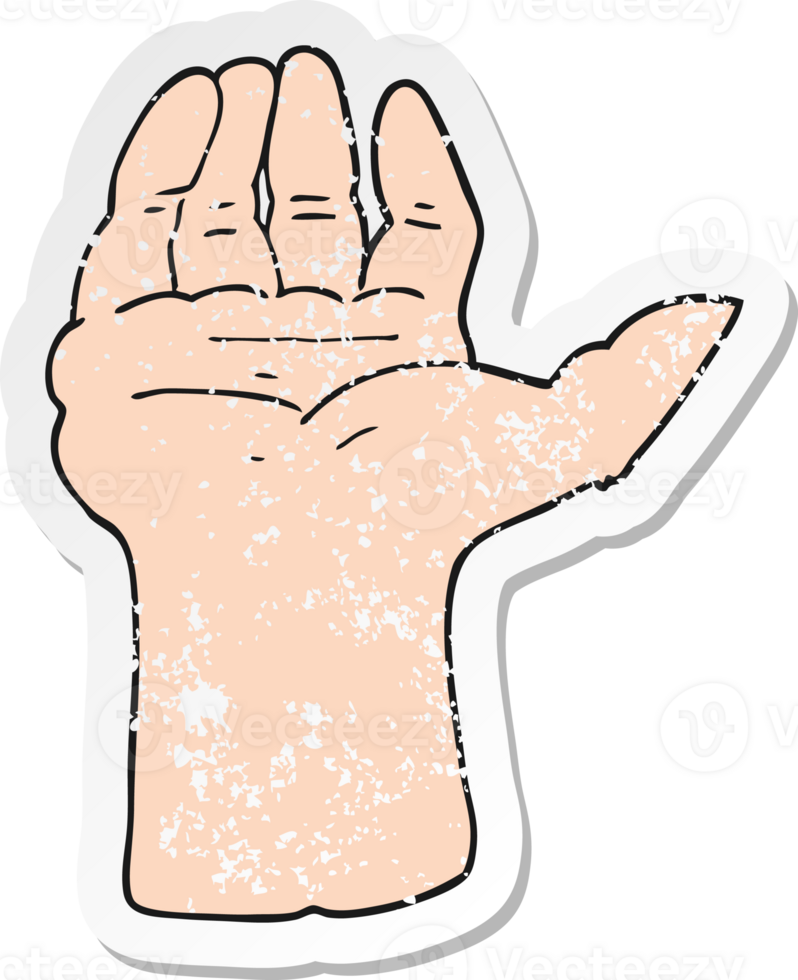 retro distressed sticker of a cartoon open hand png