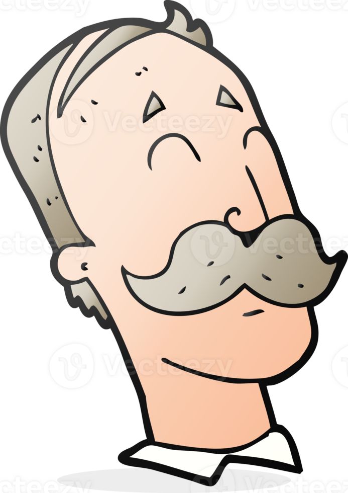 cartoon ageing man with mustache png