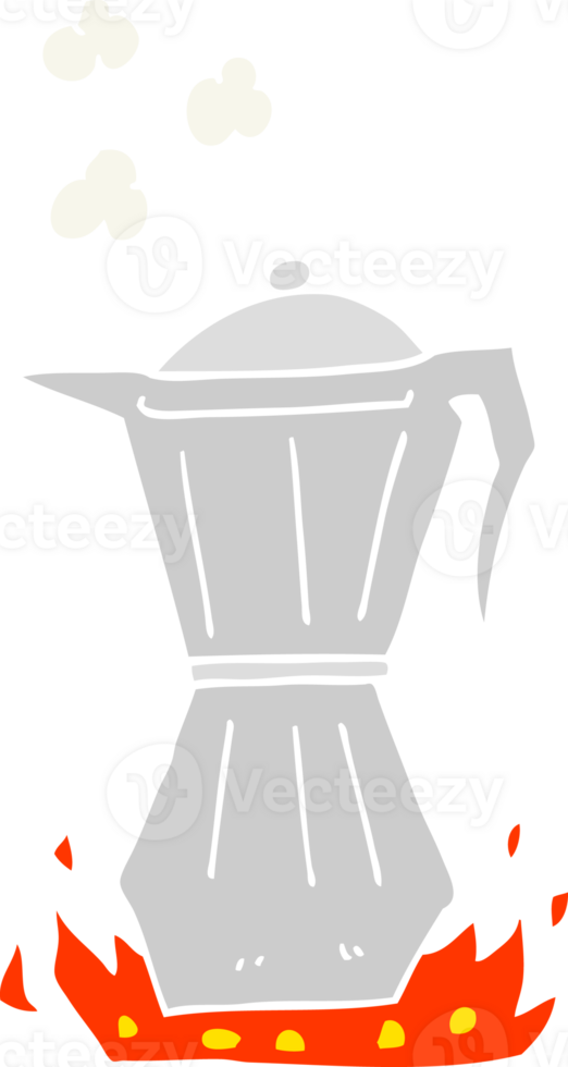 flat color illustration of a cartoon stovetop espresso maker png