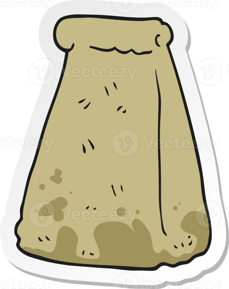 sticker of a cartoon paper bag png