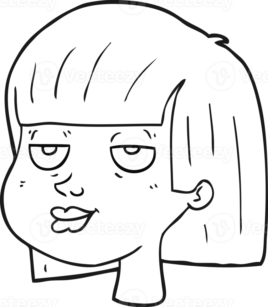 black and white cartoon female face png