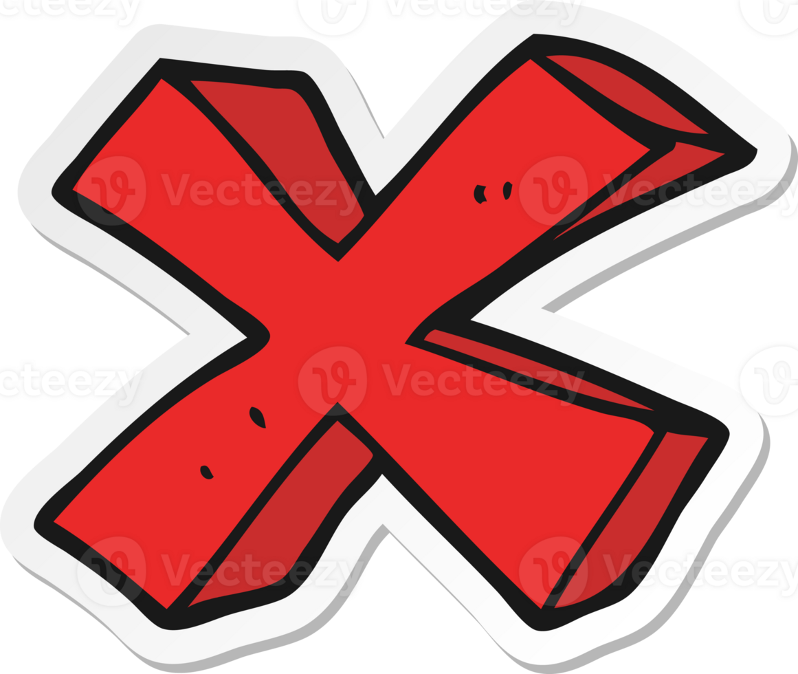 sticker of a cartoon negative x symbol png