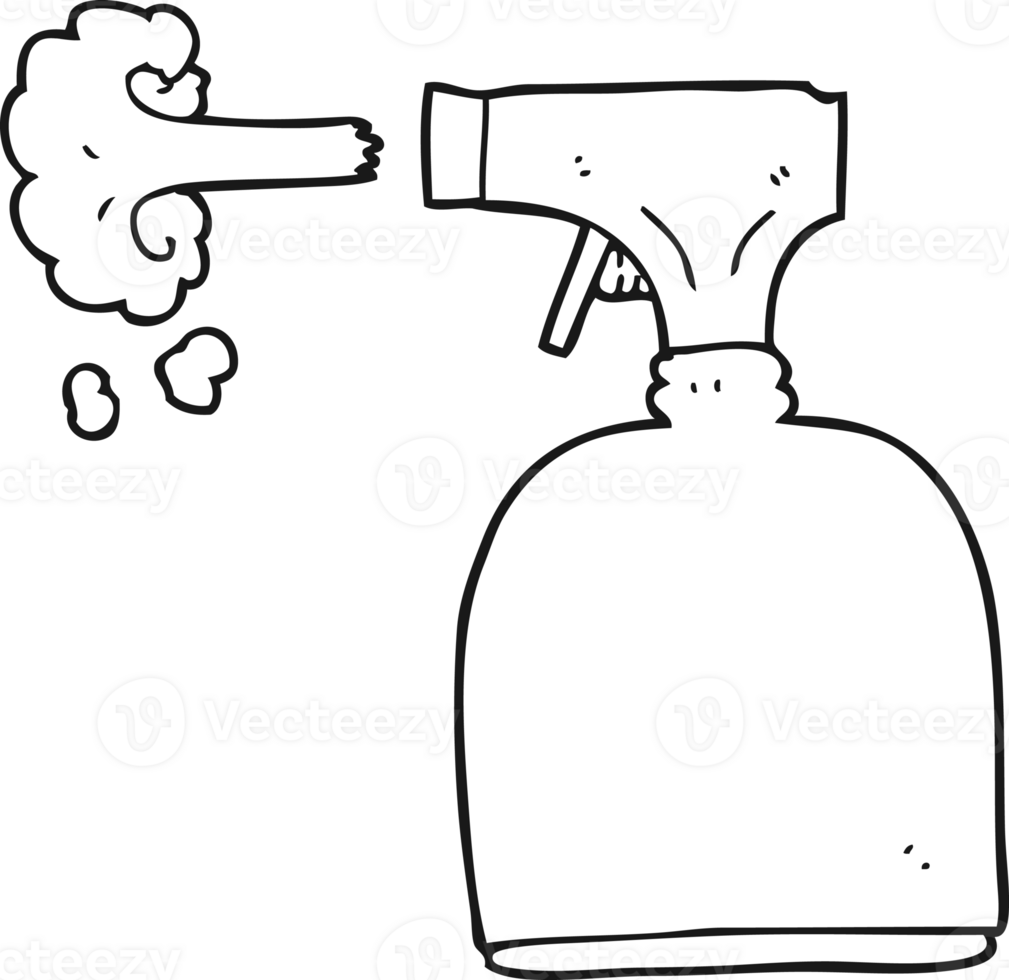 svart och vit tecknad serie spray flaska png