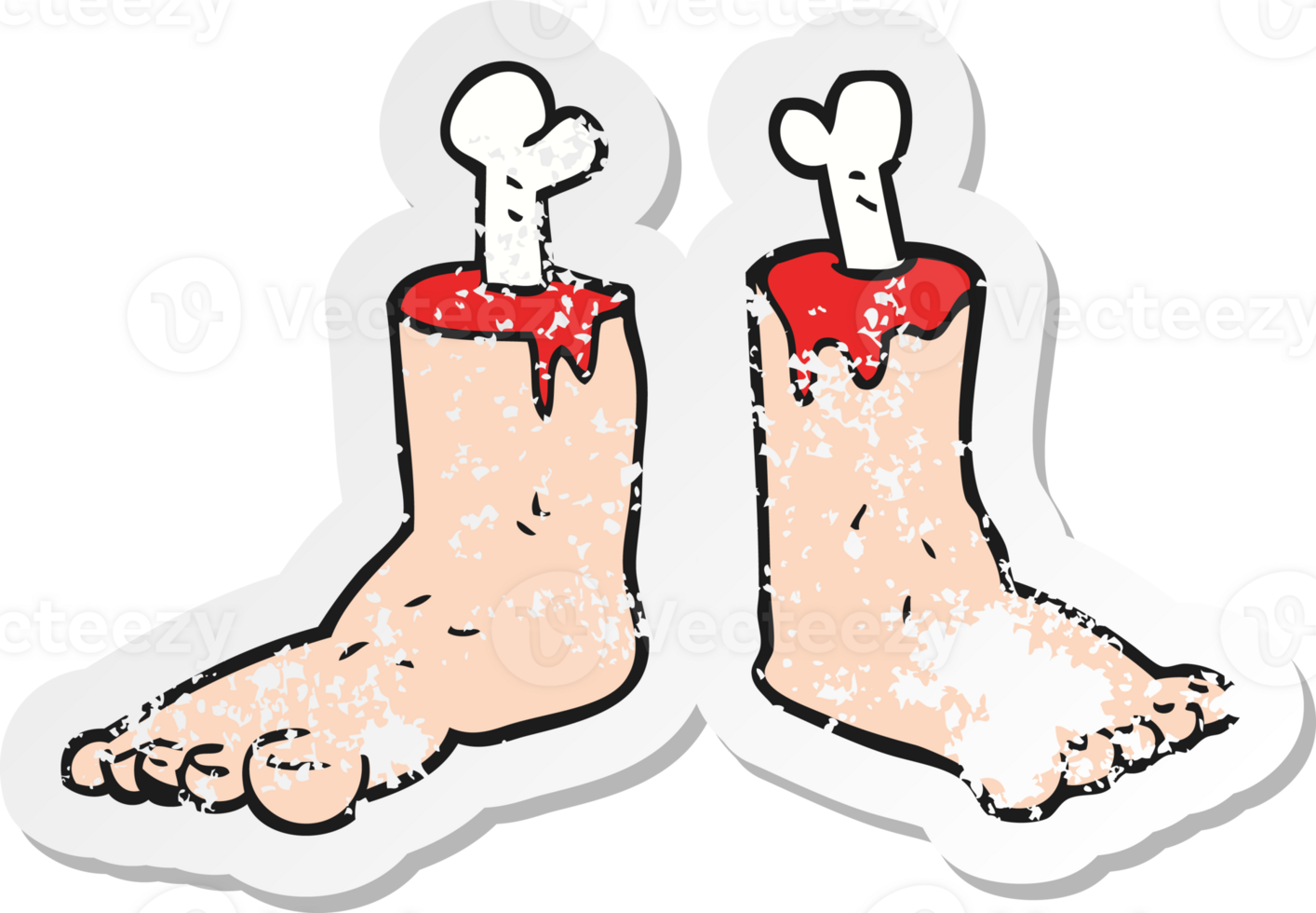 retro distressed sticker of a cartoon gross severed feet png