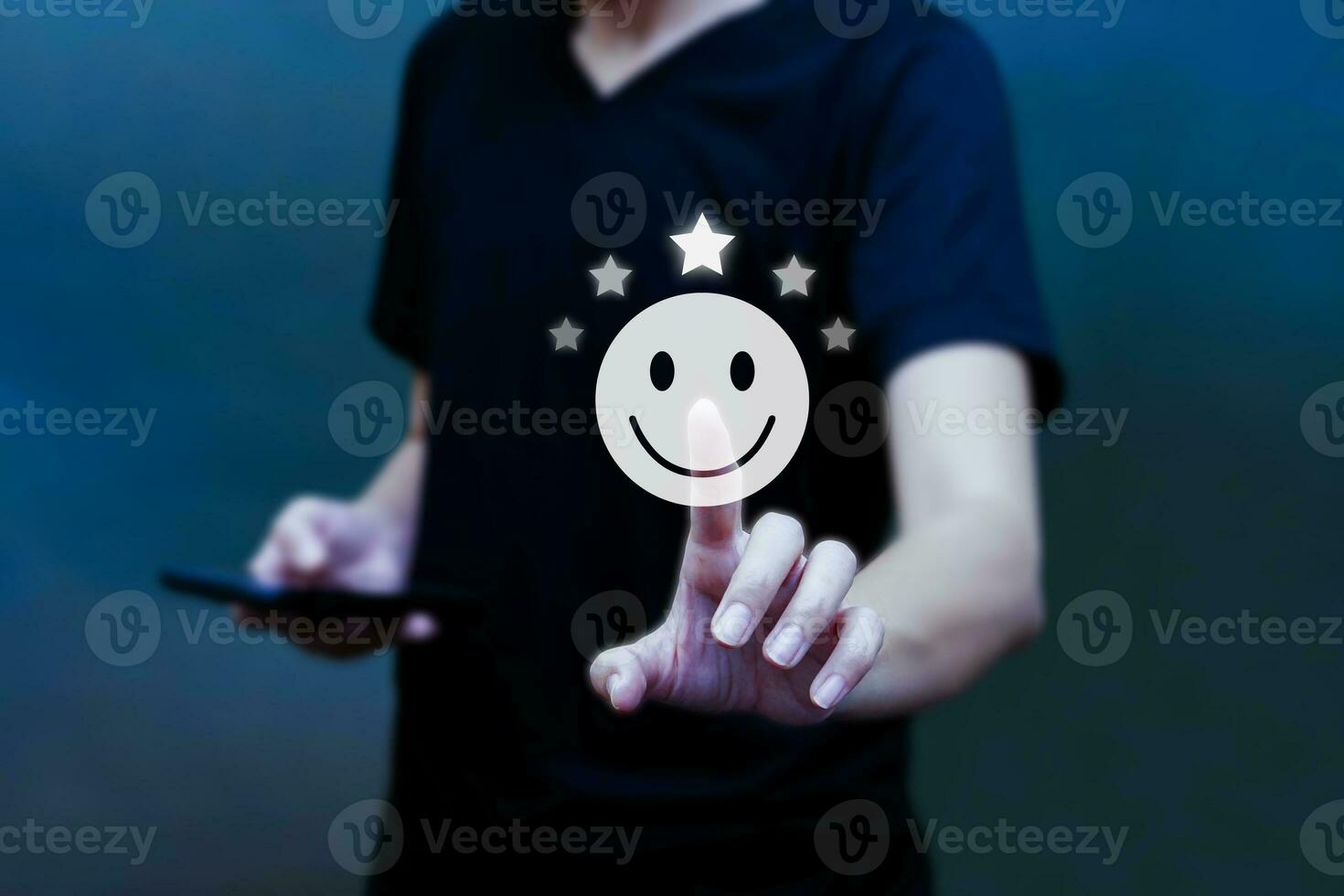 Businessman use finger touch virtual icon. Concept of technology and future business. photo