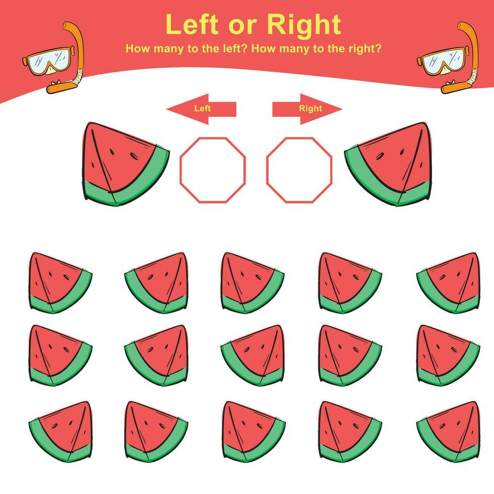 matemático actividad página. calcular y escribir el resultado. izquierda o Derecha hoja de cálculo para niños. imprimible actividad página para niños. educativo imprimible matemáticas. vector