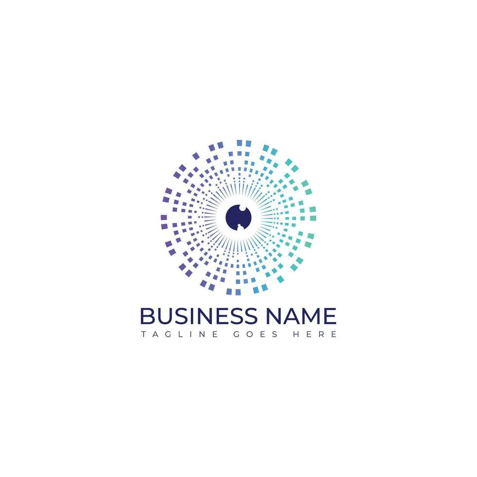 Abstract eye logo design illustration. Abstract Blue purple Circular Element Square with an eye in the center vector