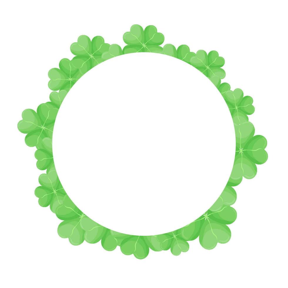 round empty border with clover. St. Patricks Day. copy space. vector illustration