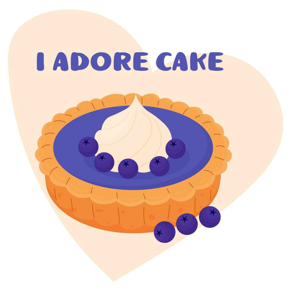 tarta día. póster para Pastelería tiendas yo amor empanadas, pasteles vector plano ilustración