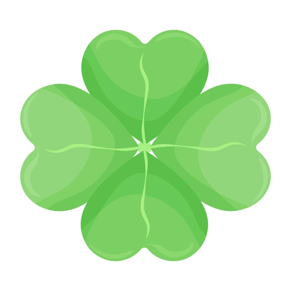 Happy clover leaf on a white background for St. Patrick s Day. Vector illustration. four-leaf clover.