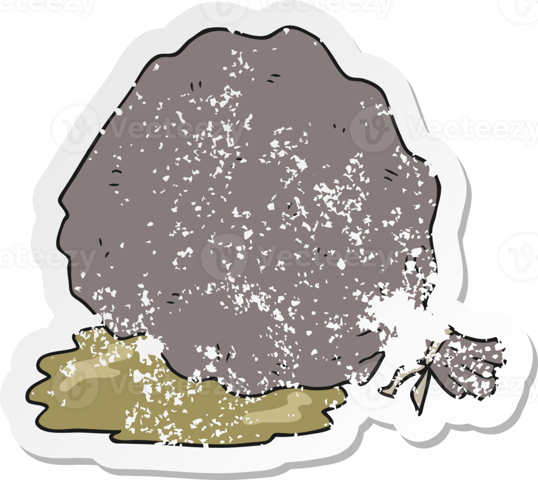 retro distressed sticker of a cartoon sack of garbage png