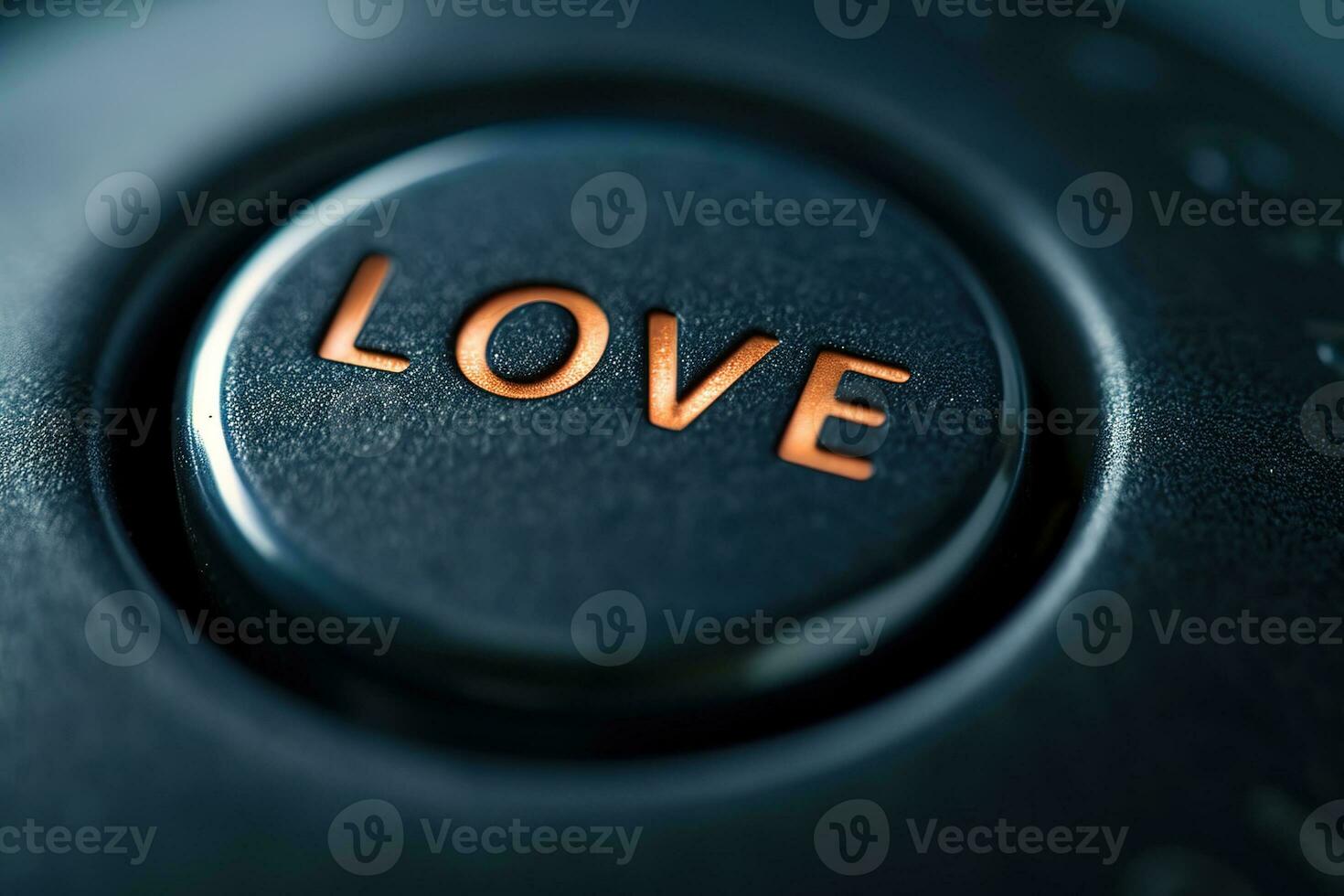 AI generated Vibrant control button with the word LOVE embossed in bold letters affixed to a weathered industrial panel, symbolizing the power and urgency of love. Valentines concepts. photo