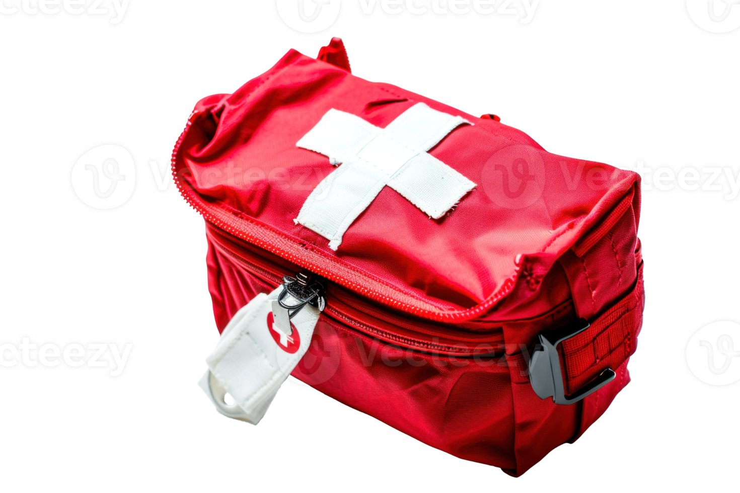 AI generated Compact Red First Aid Bag Isolated png