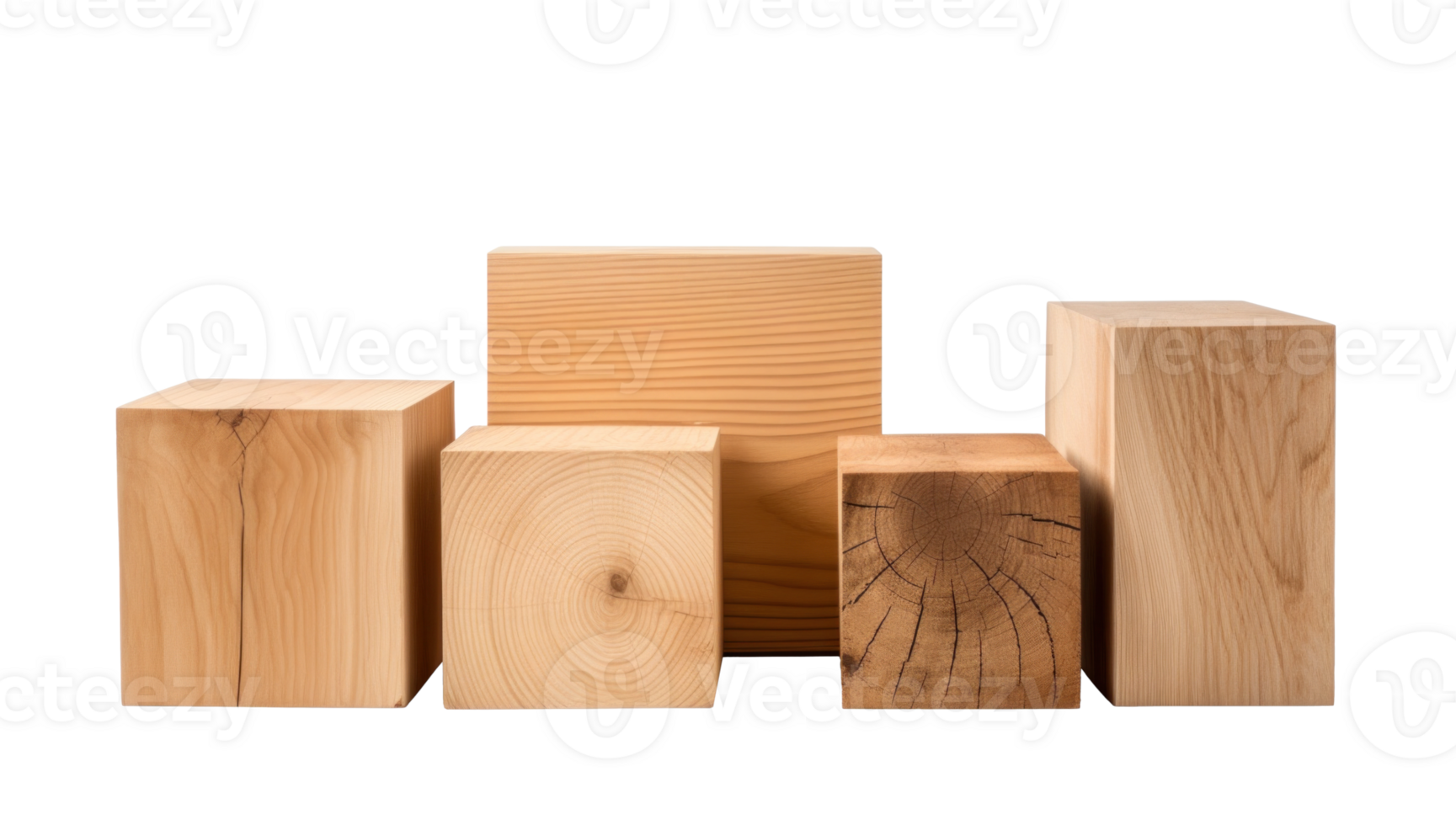 AI generated Rough Wood Blocks on Transparent Background png