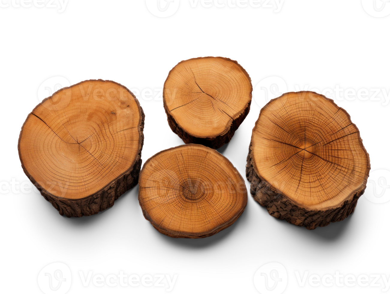 AI generated Rustic Rough Wood Slices on Blank Space png